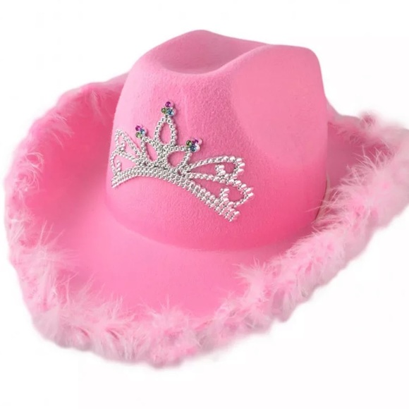 Pink Princess Fluffy Cowgirl Hat